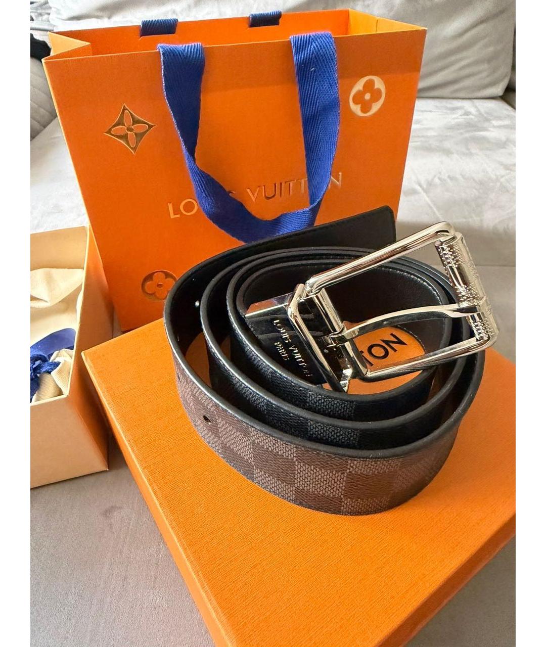 LOUIS VUITTON Антрацитовый ремень, фото 4