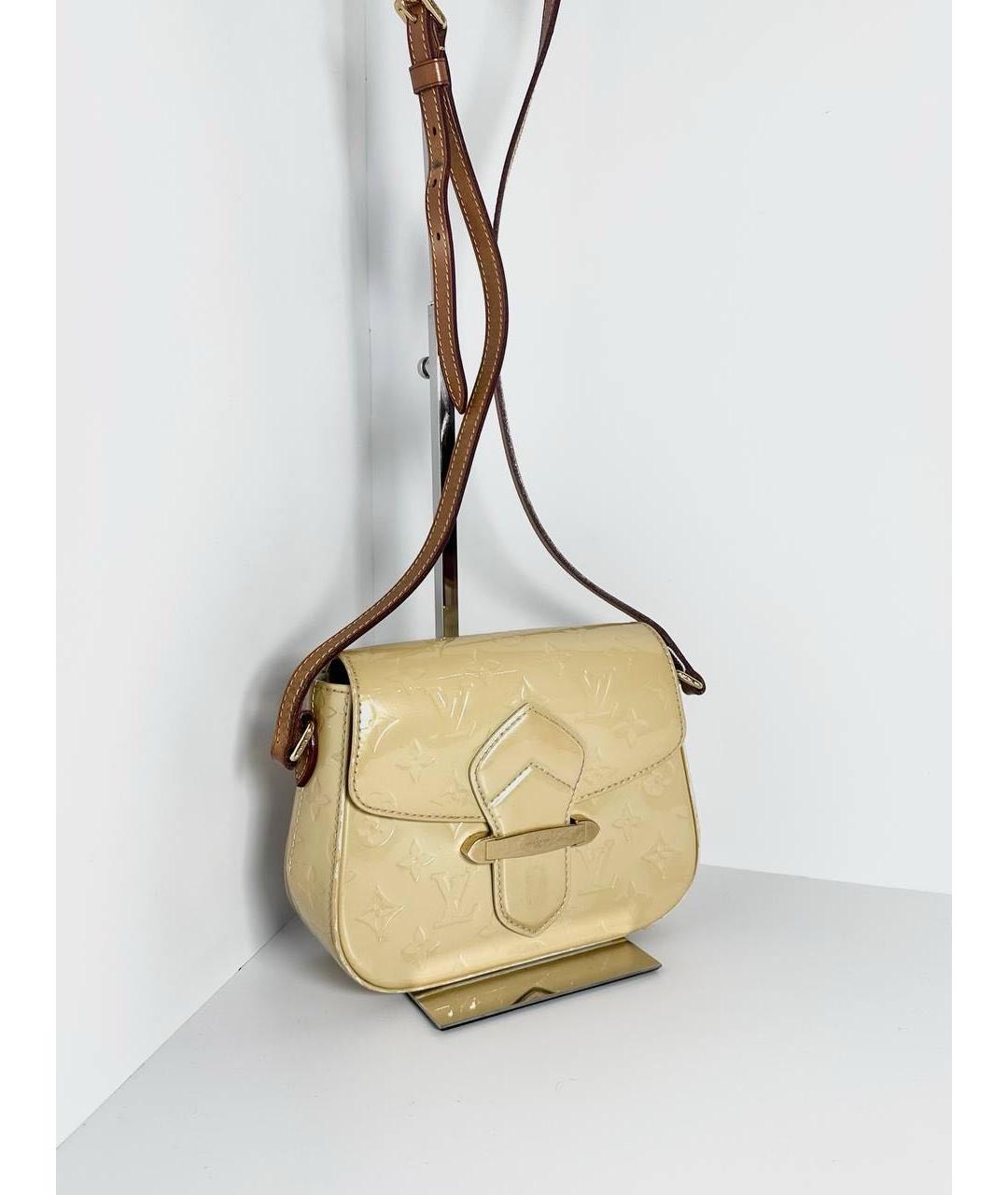 LOUIS VUITTON Бежевая сумка через плечо из лакированной кожи, фото 3