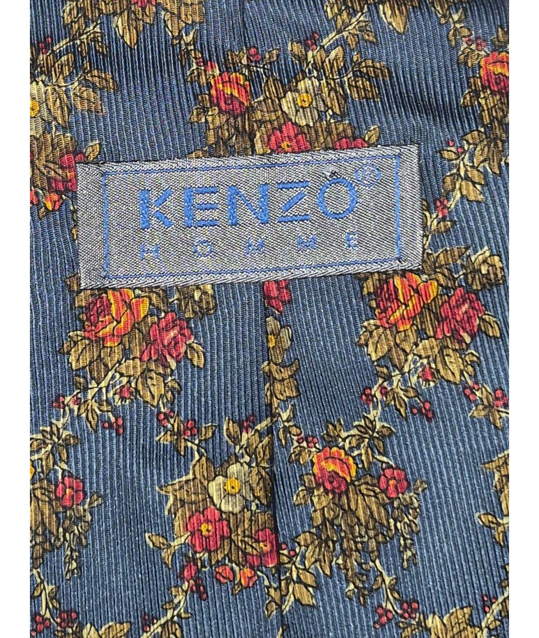 KENZO Синий шелковый галстук, фото 4