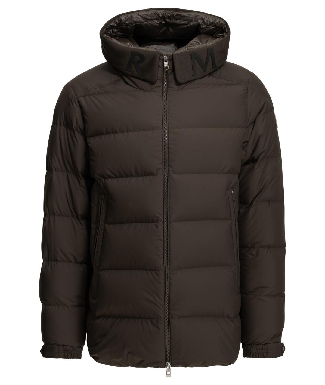 MONCLER Коричневый полиэстеровый пуховик, фото 1