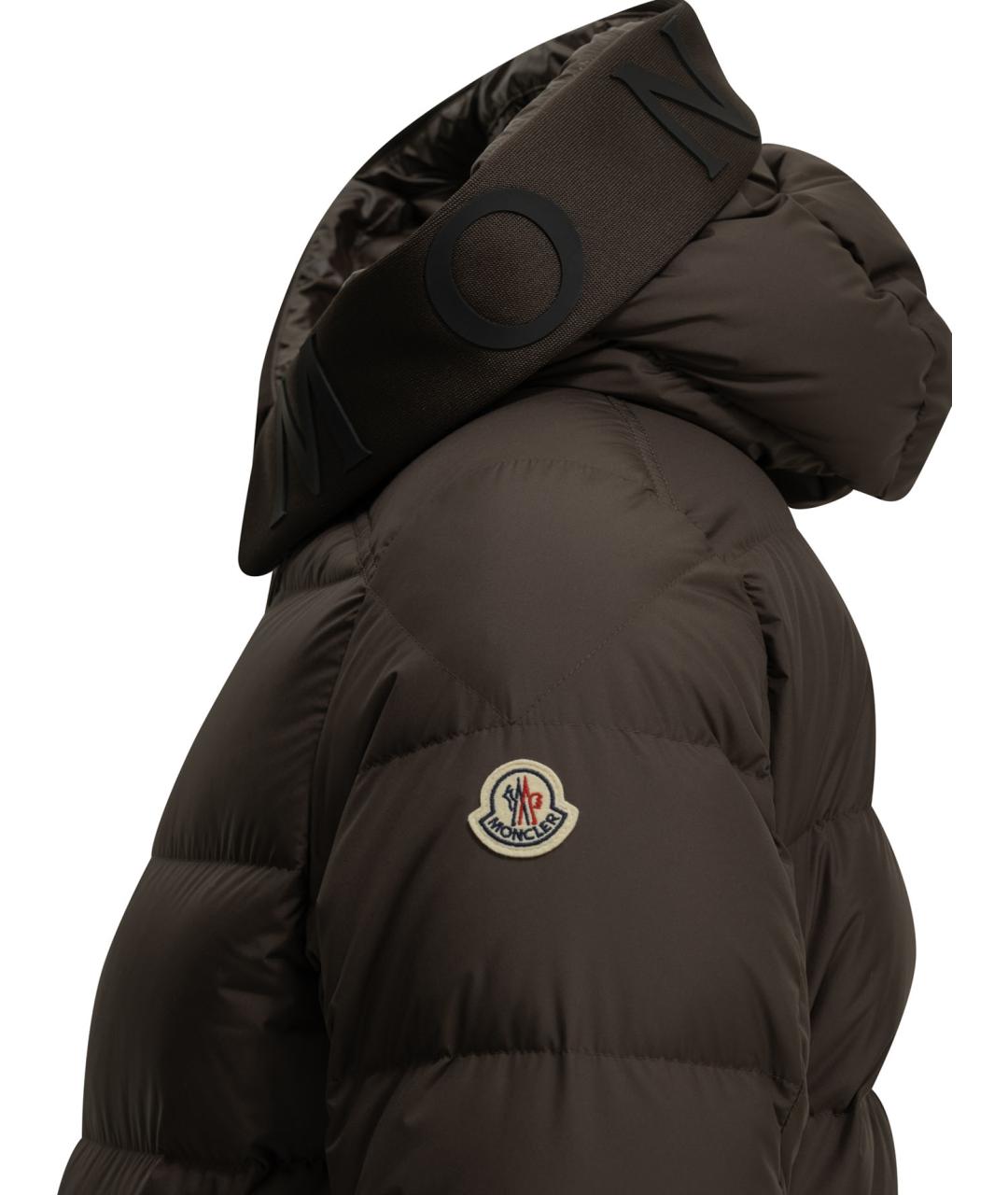 MONCLER Коричневый полиэстеровый пуховик, фото 3