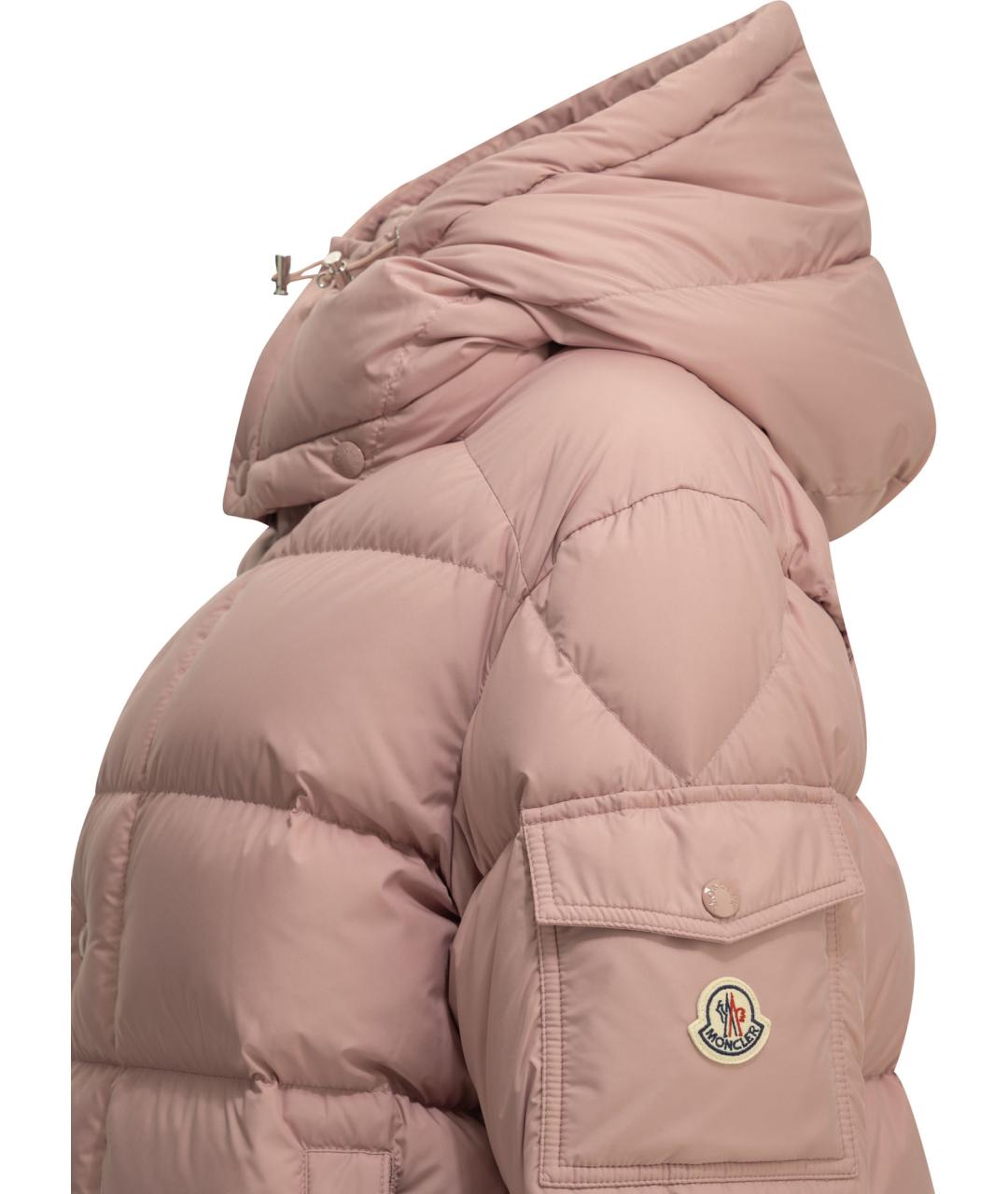 MONCLER Розовый полиэстеровый пуховик, фото 3
