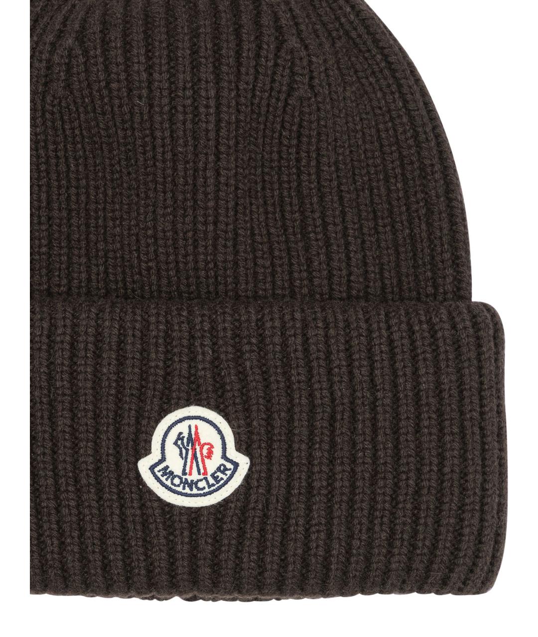 MONCLER Коричневая шерстяная шапка, фото 3