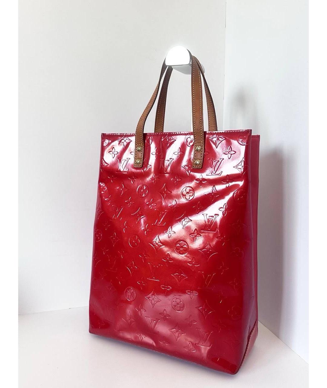 LOUIS VUITTON Красная сумка тоут из лакированной кожи, фото 3