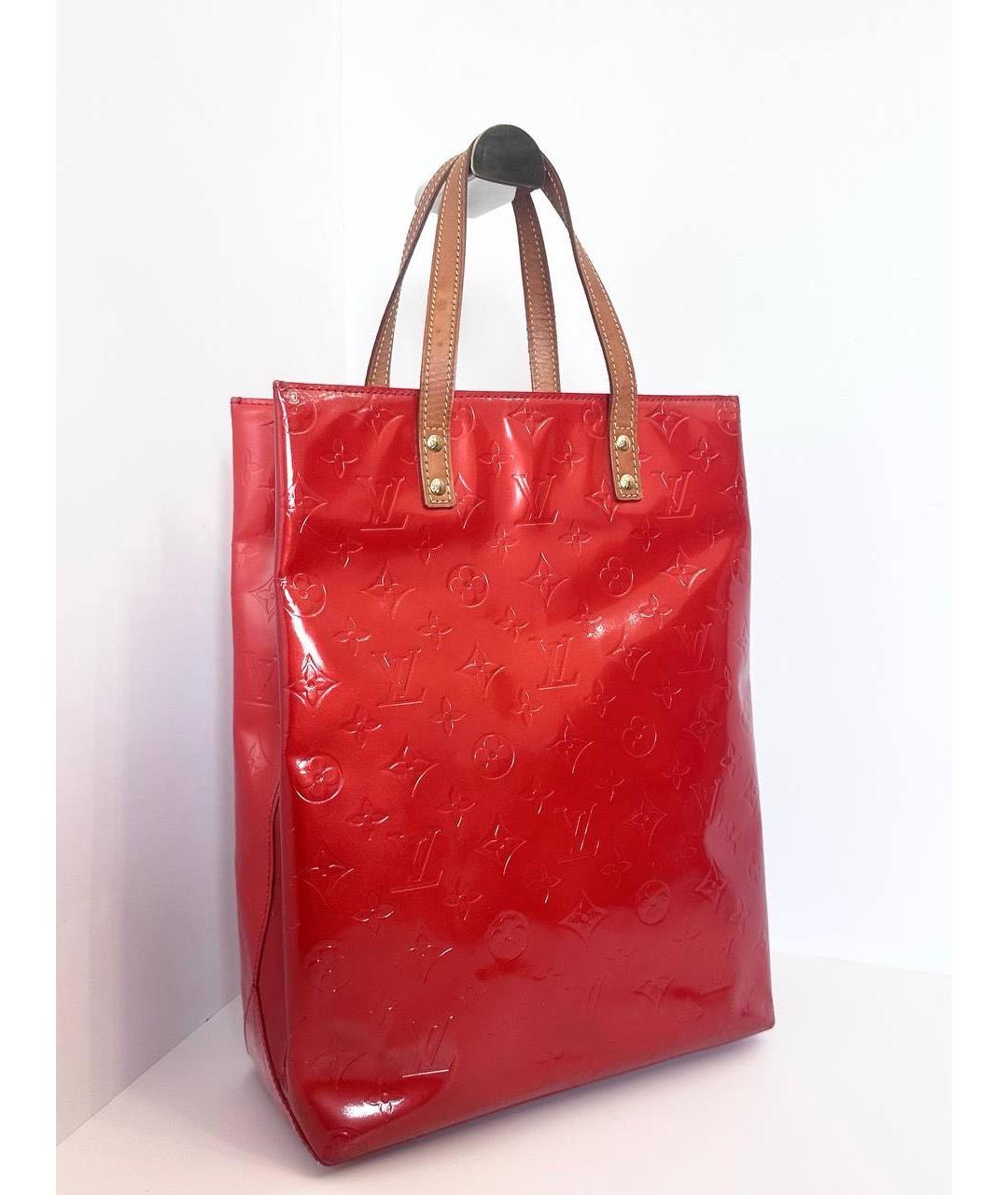 LOUIS VUITTON Красная сумка тоут из лакированной кожи, фото 4