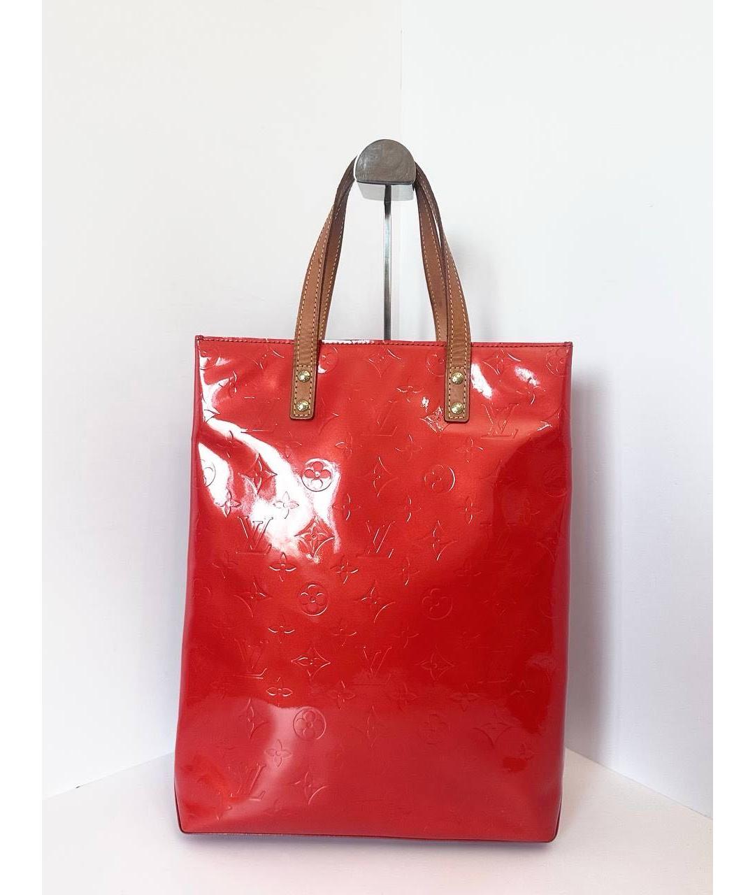 LOUIS VUITTON Красная сумка тоут из лакированной кожи, фото 8