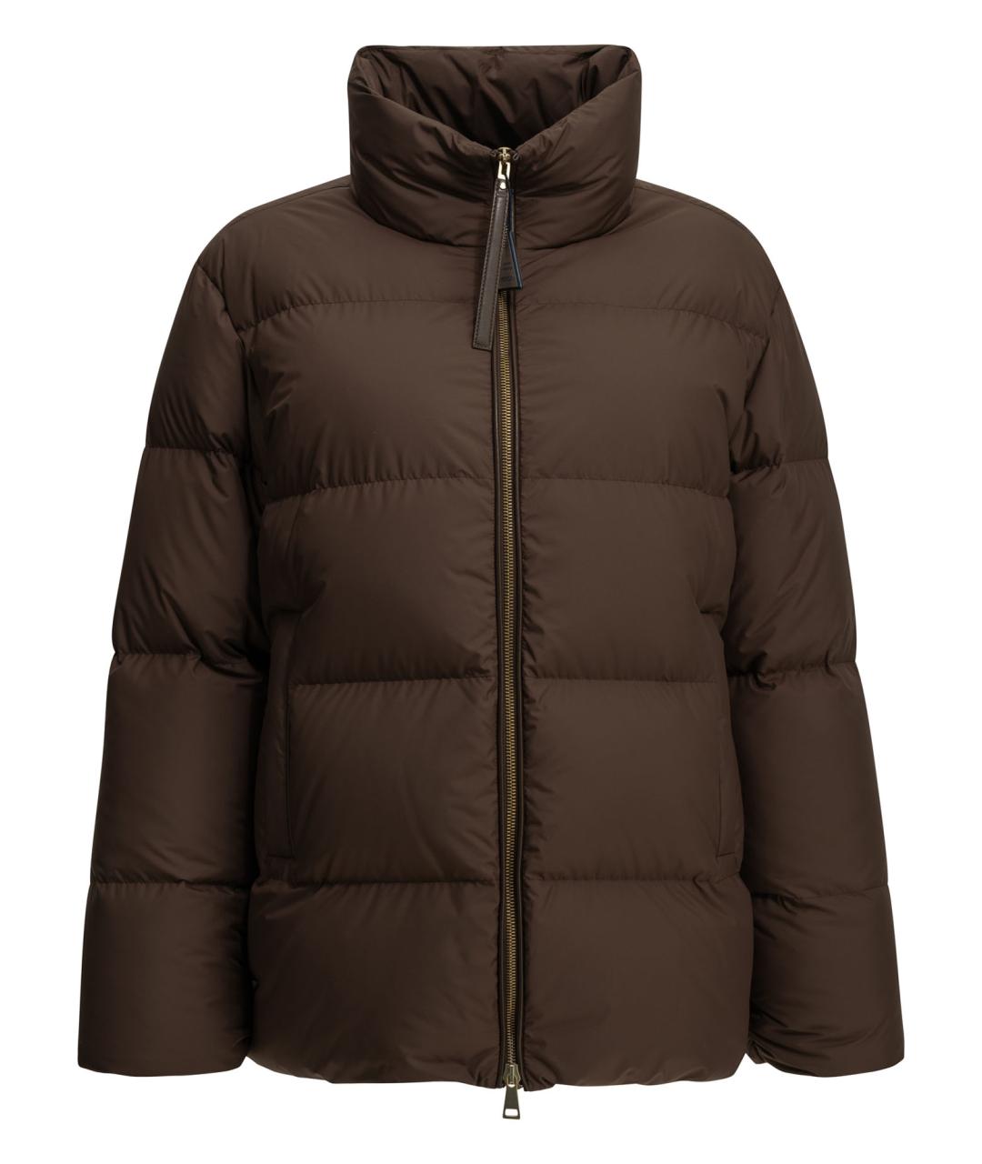 MONCLER Коричневый полиэстеровый пуховик, фото 1