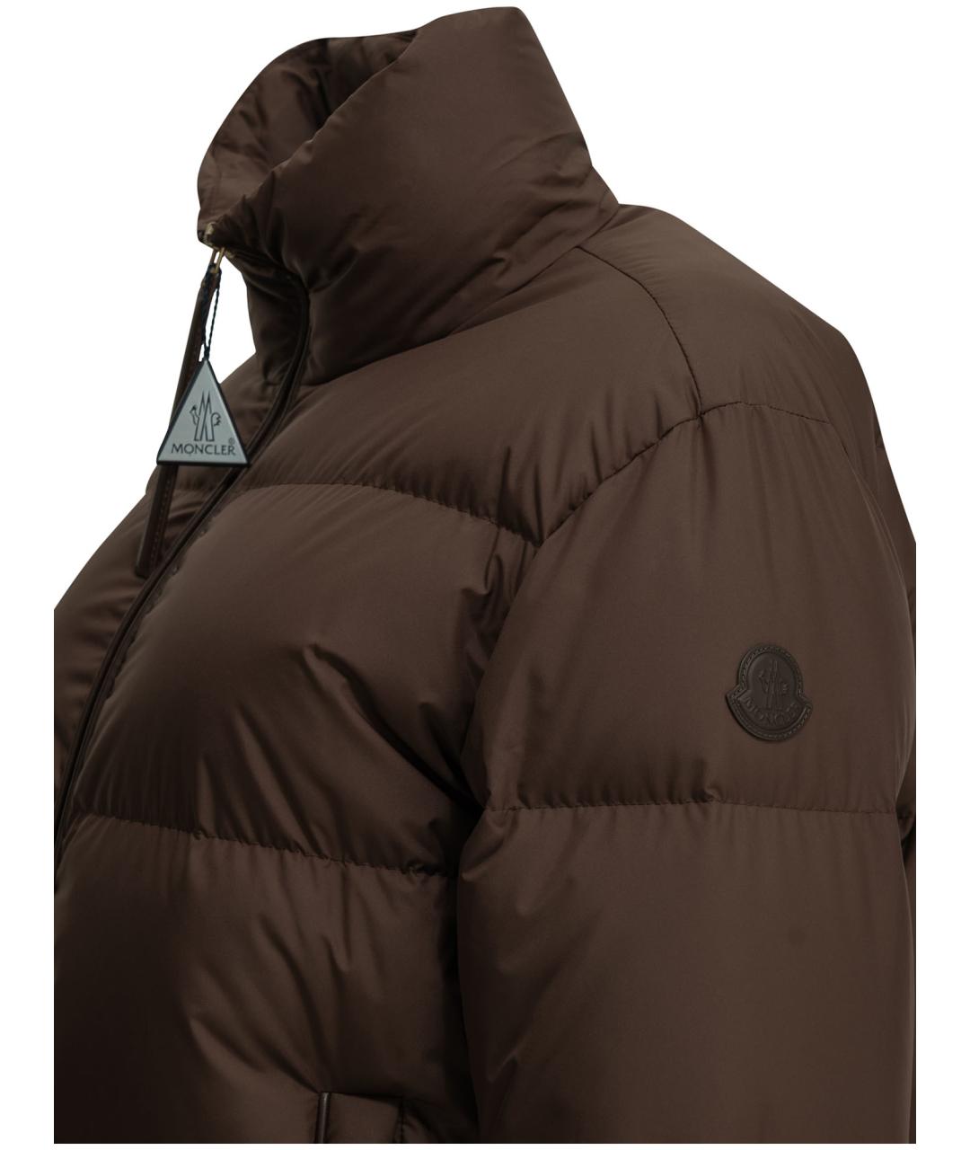 MONCLER Коричневый полиэстеровый пуховик, фото 3