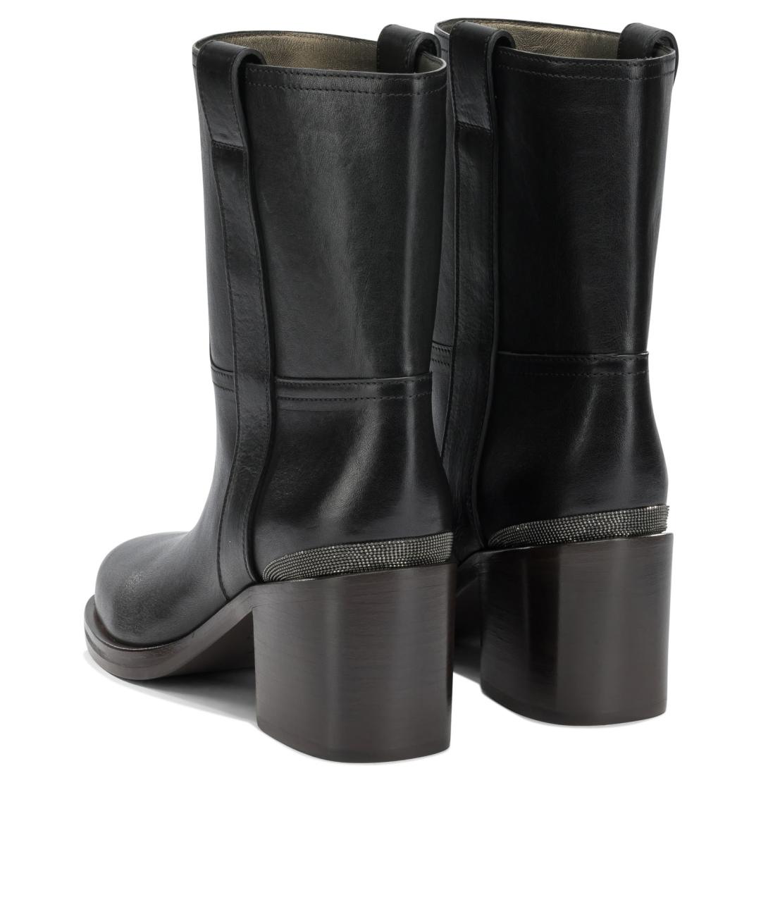 BRUNELLO CUCINELLI Черные кожаные полусапоги, фото 4