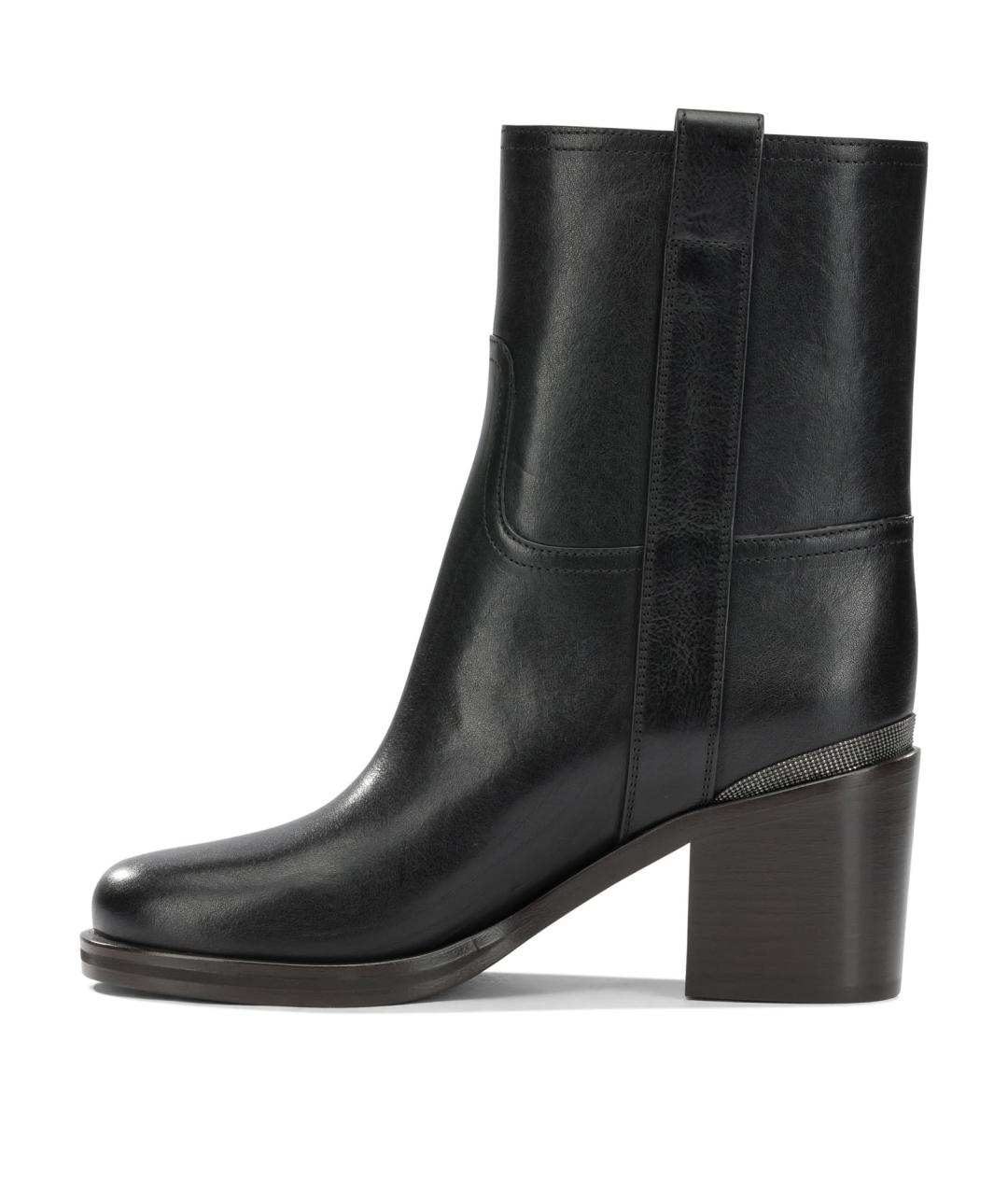 BRUNELLO CUCINELLI Черные кожаные полусапоги, фото 3