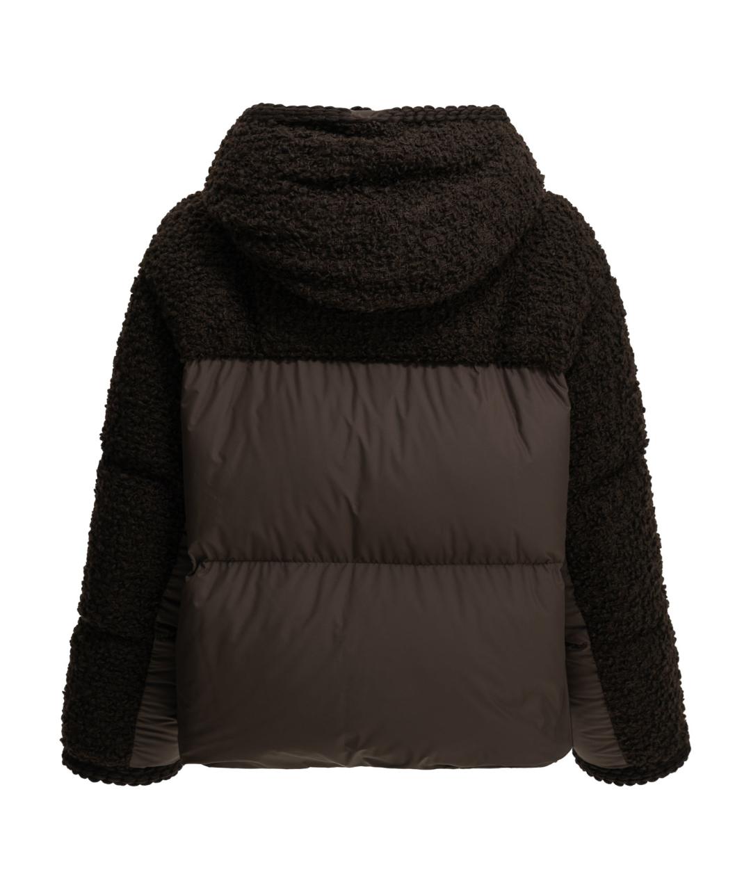 MONCLER Коричневый шерстяной пуховик, фото 2