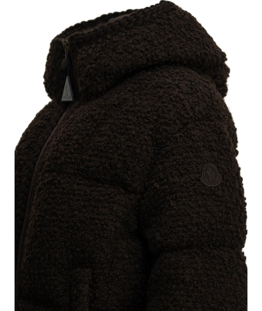 MONCLER Коричневый шерстяной пуховик, фото 3