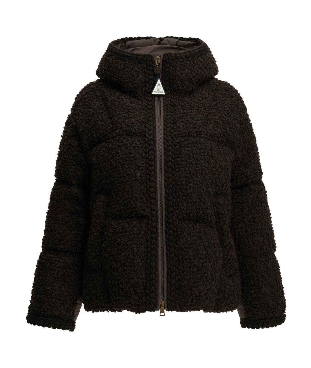 MONCLER Коричневый шерстяной пуховик, фото 1
