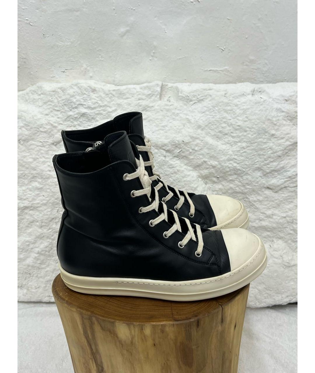 RICK OWENS Черные высокие кроссовки / кеды, фото 5