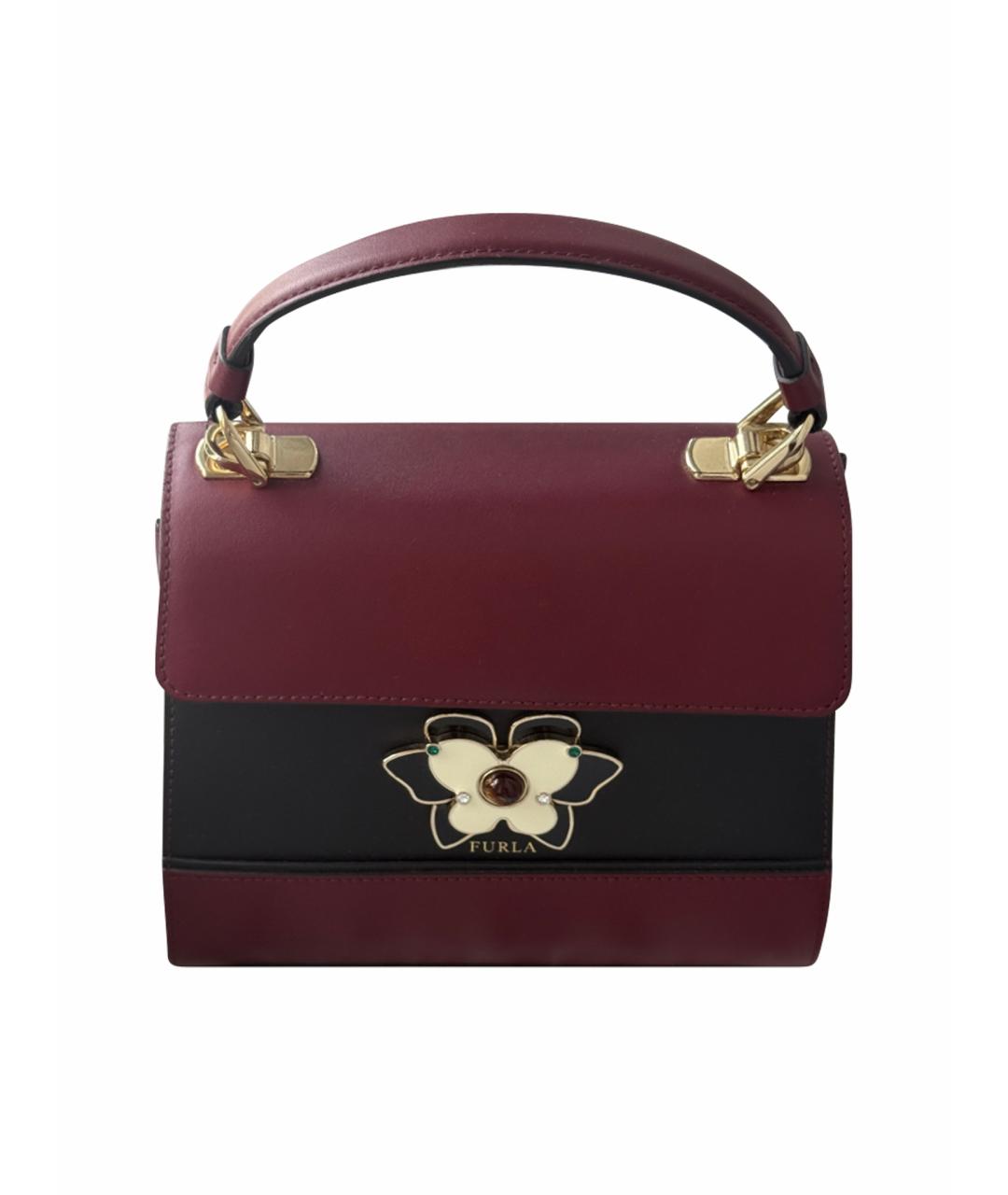FURLA Бордовая кожаная сумка с короткими ручками, фото 1
