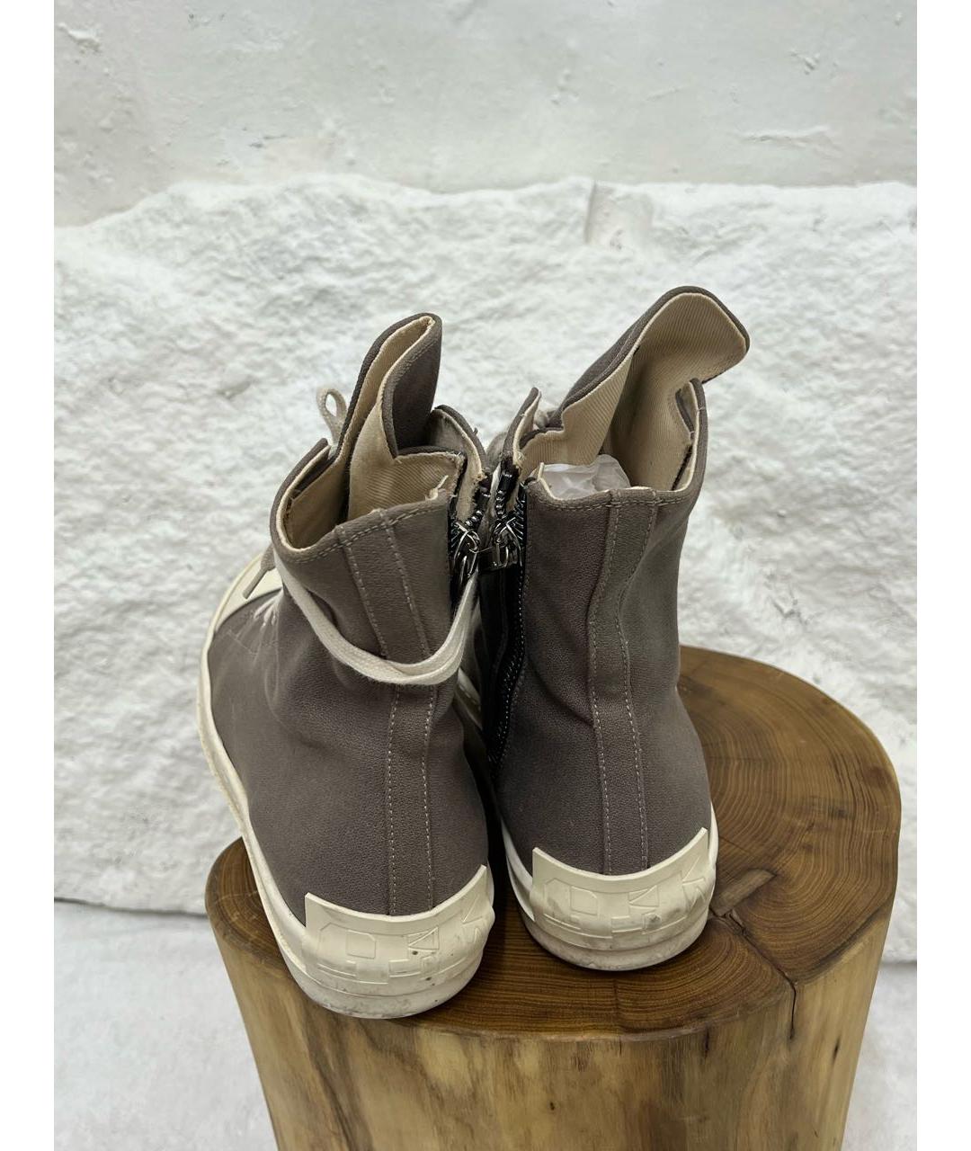 RICK OWENS Текстильные высокие кроссовки / кеды, фото 4
