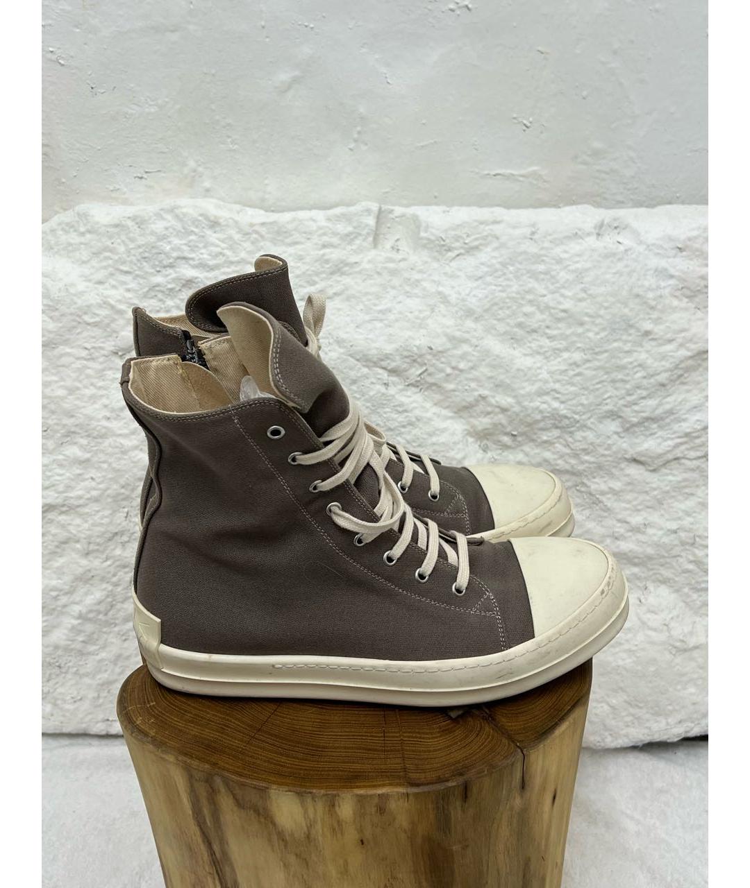 RICK OWENS Текстильные высокие кроссовки / кеды, фото 5