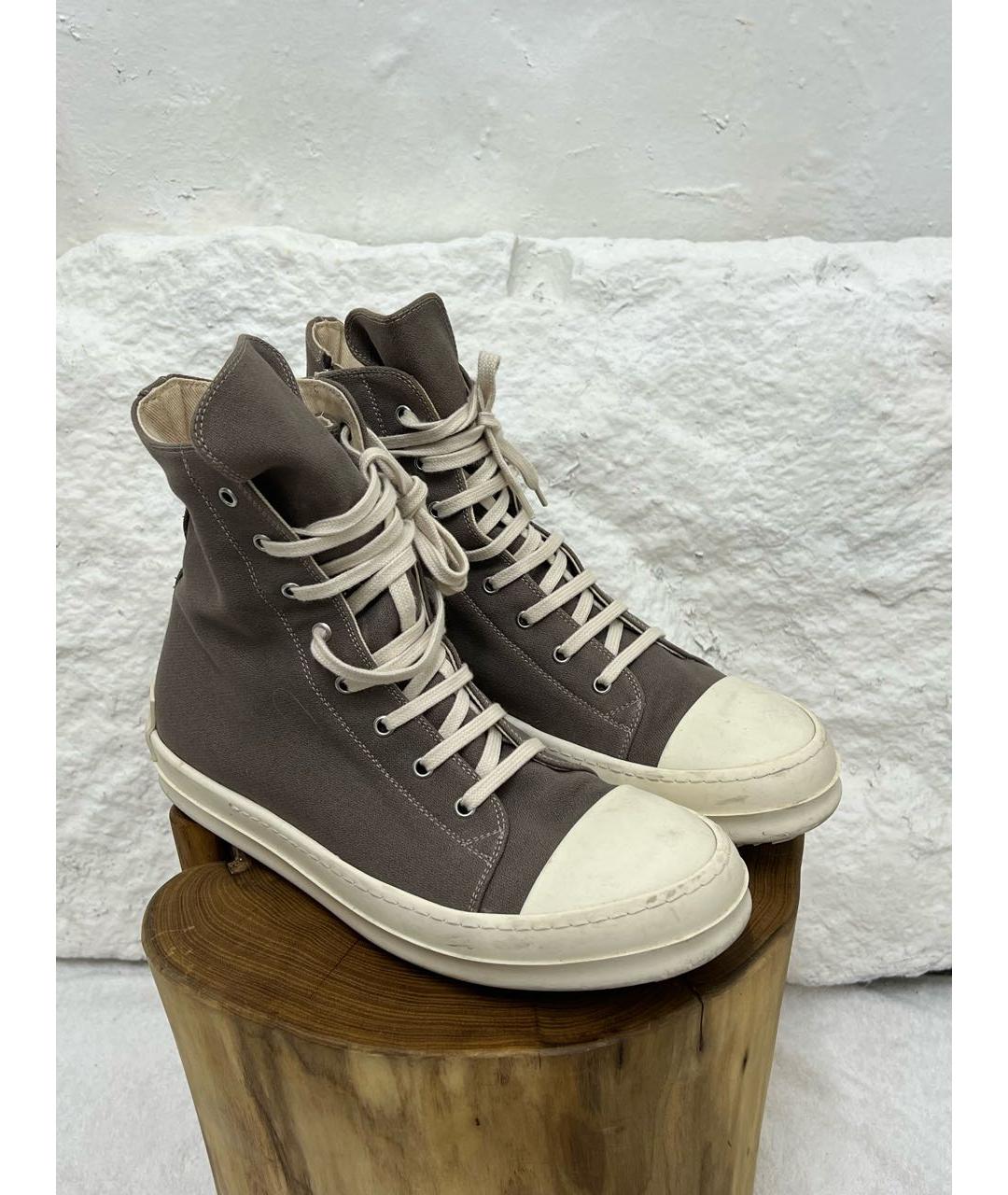 RICK OWENS Текстильные высокие кроссовки / кеды, фото 2