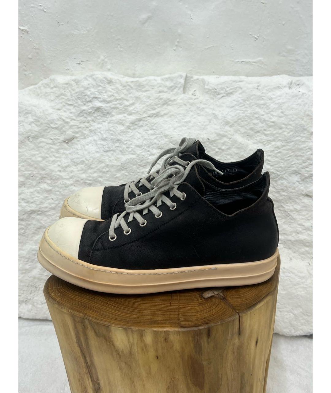 RICK OWENS Черные низкие кроссовки / кеды, фото 3