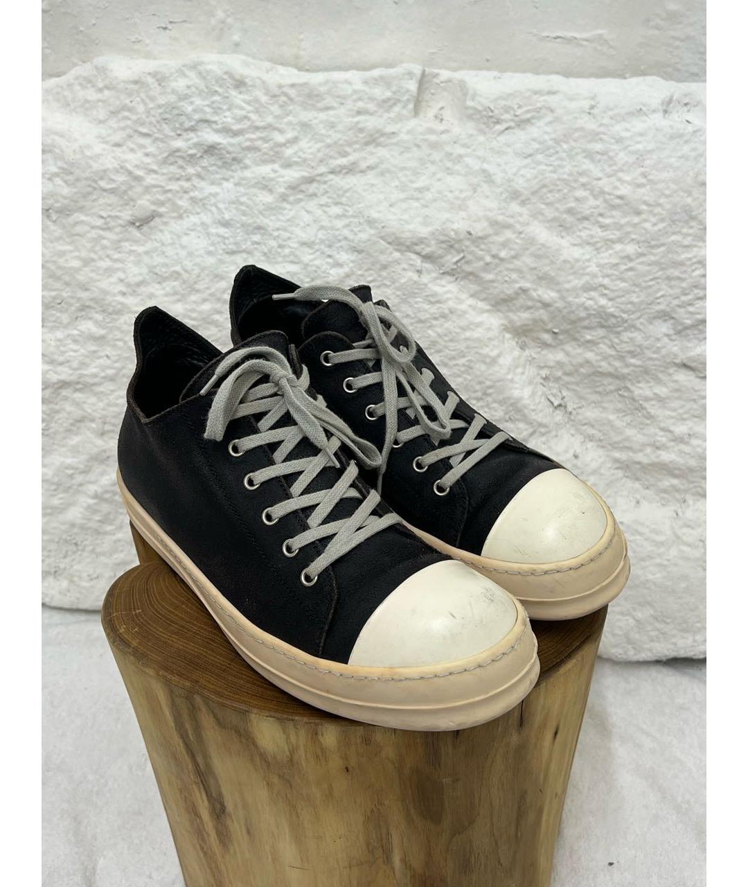 RICK OWENS Черные низкие кроссовки / кеды, фото 2