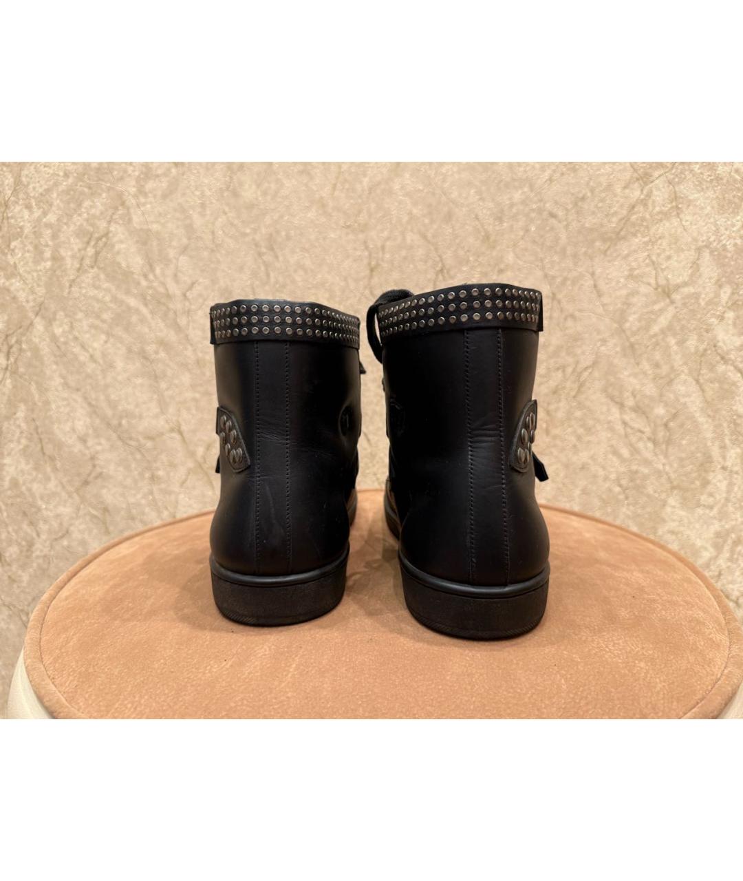 SAINT LAURENT Черные кожаные высокие кроссовки / кеды, фото 4