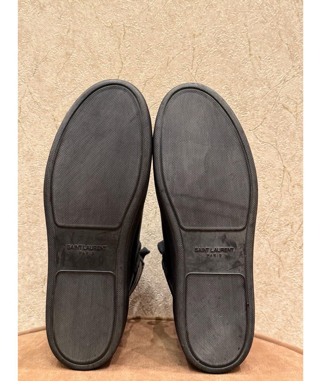 SAINT LAURENT Черные кожаные высокие кроссовки / кеды, фото 7