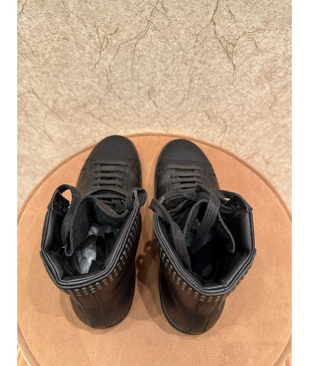 SAINT LAURENT Черные кожаные высокие кроссовки / кеды, фото 3