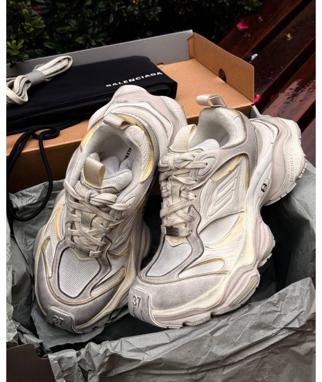 BALENCIAGA Серые кожаные кроссовки, фото 7