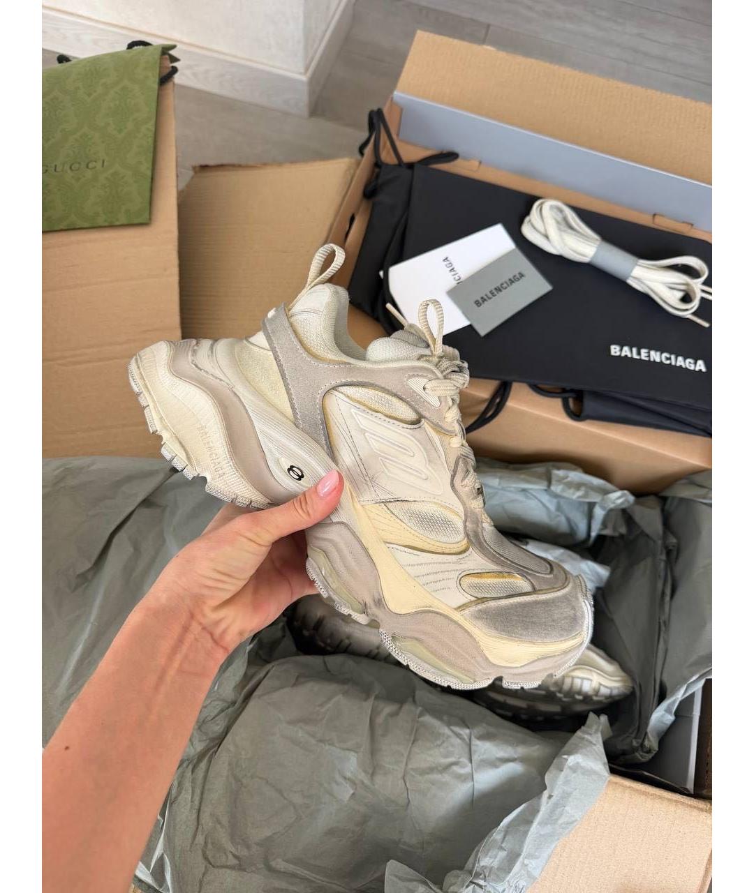 BALENCIAGA Серые кожаные кроссовки, фото 6