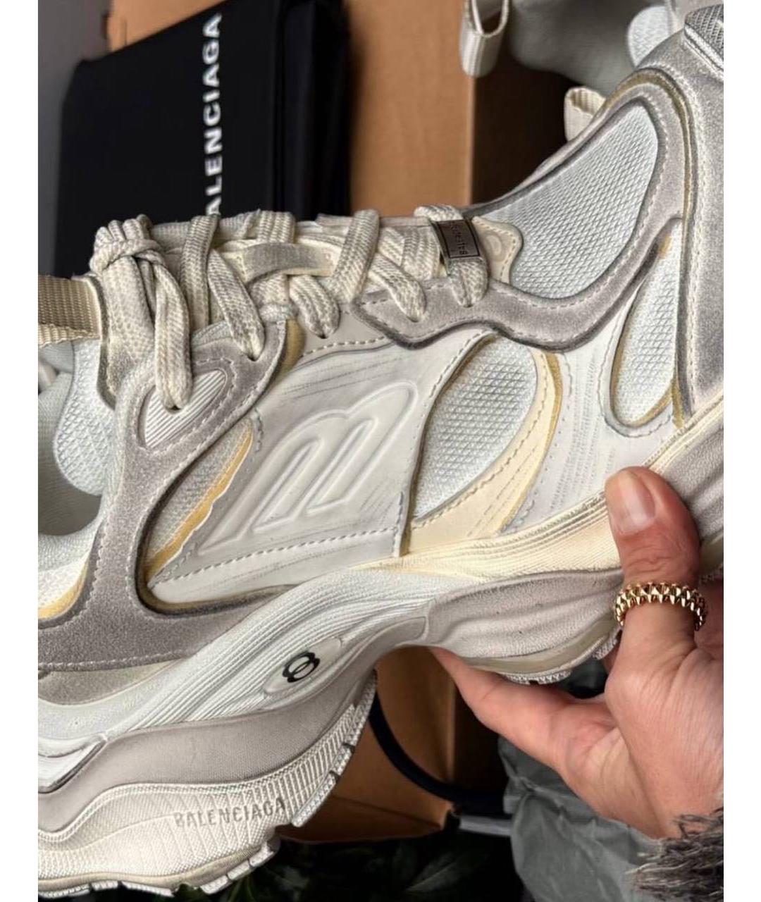 BALENCIAGA Серые кожаные кроссовки, фото 4