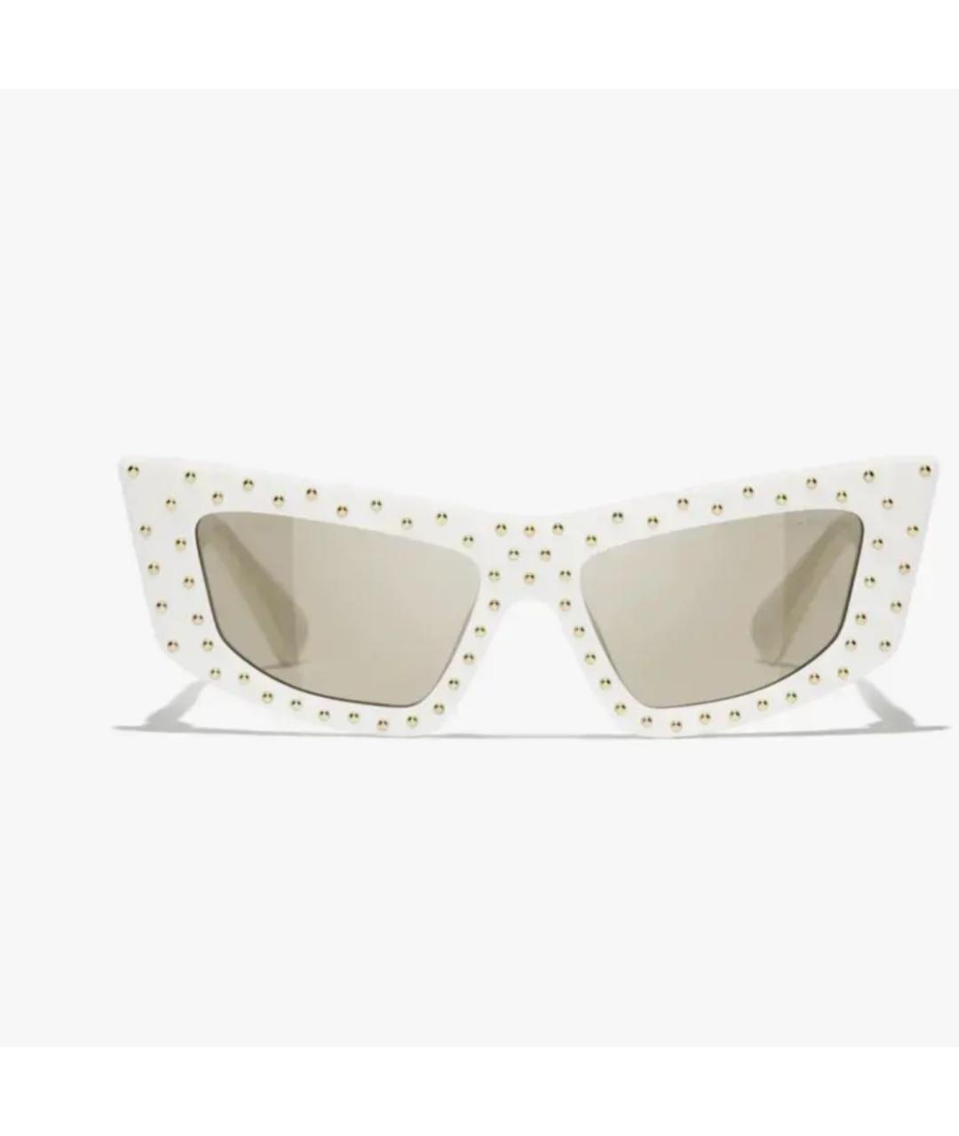 CHANEL Белые пластиковые солнцезащитные очки, фото 4
