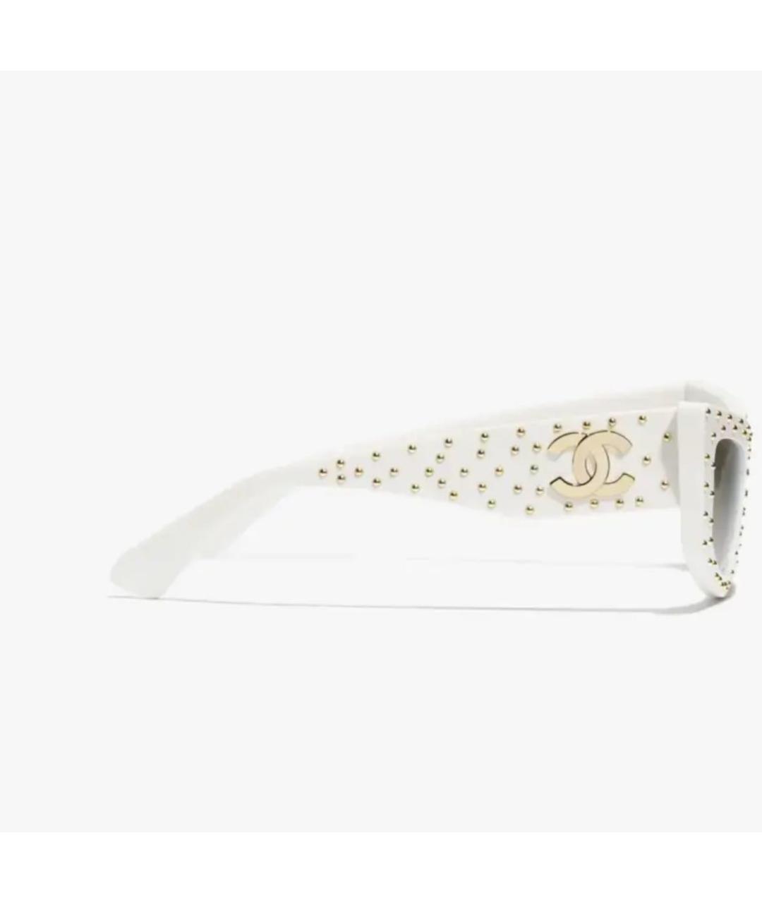 CHANEL Белые пластиковые солнцезащитные очки, фото 3