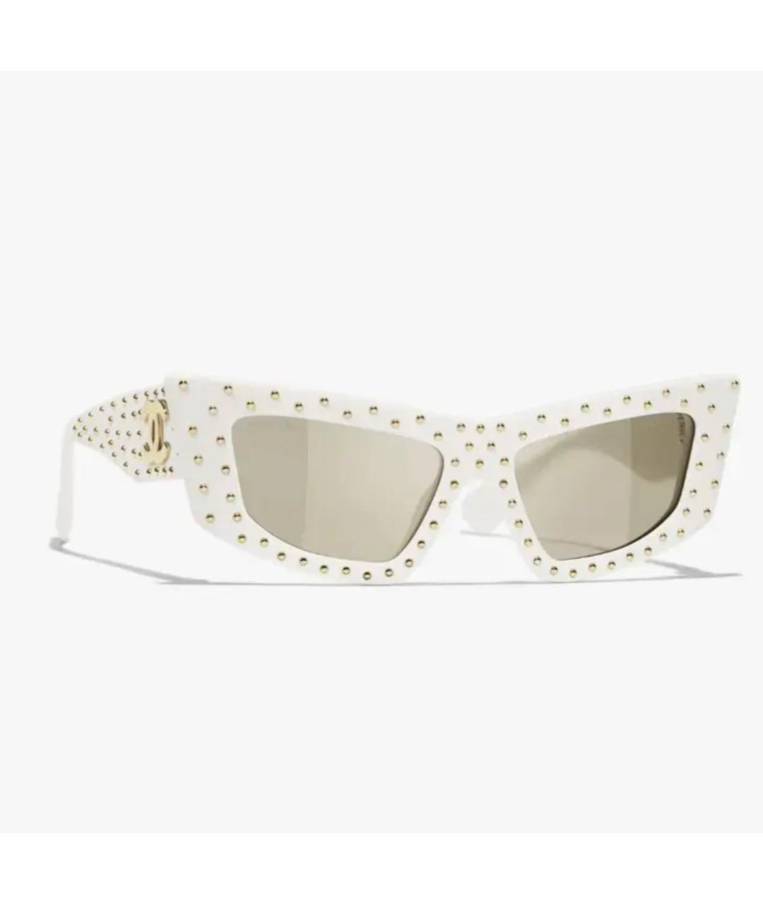 CHANEL Белые пластиковые солнцезащитные очки, фото 6
