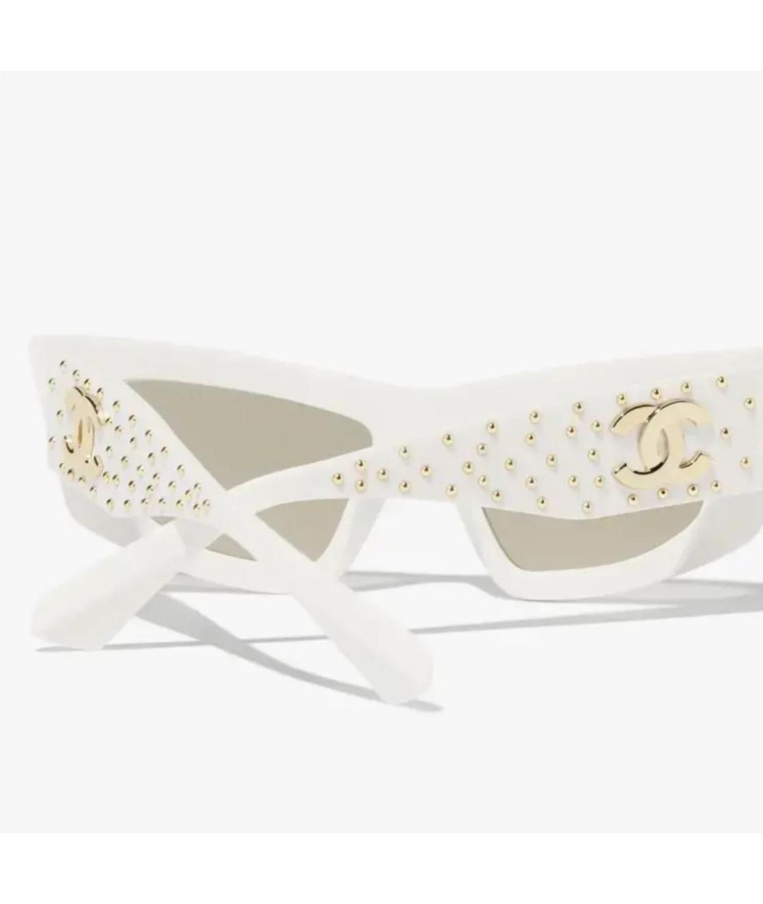 CHANEL Белые пластиковые солнцезащитные очки, фото 2