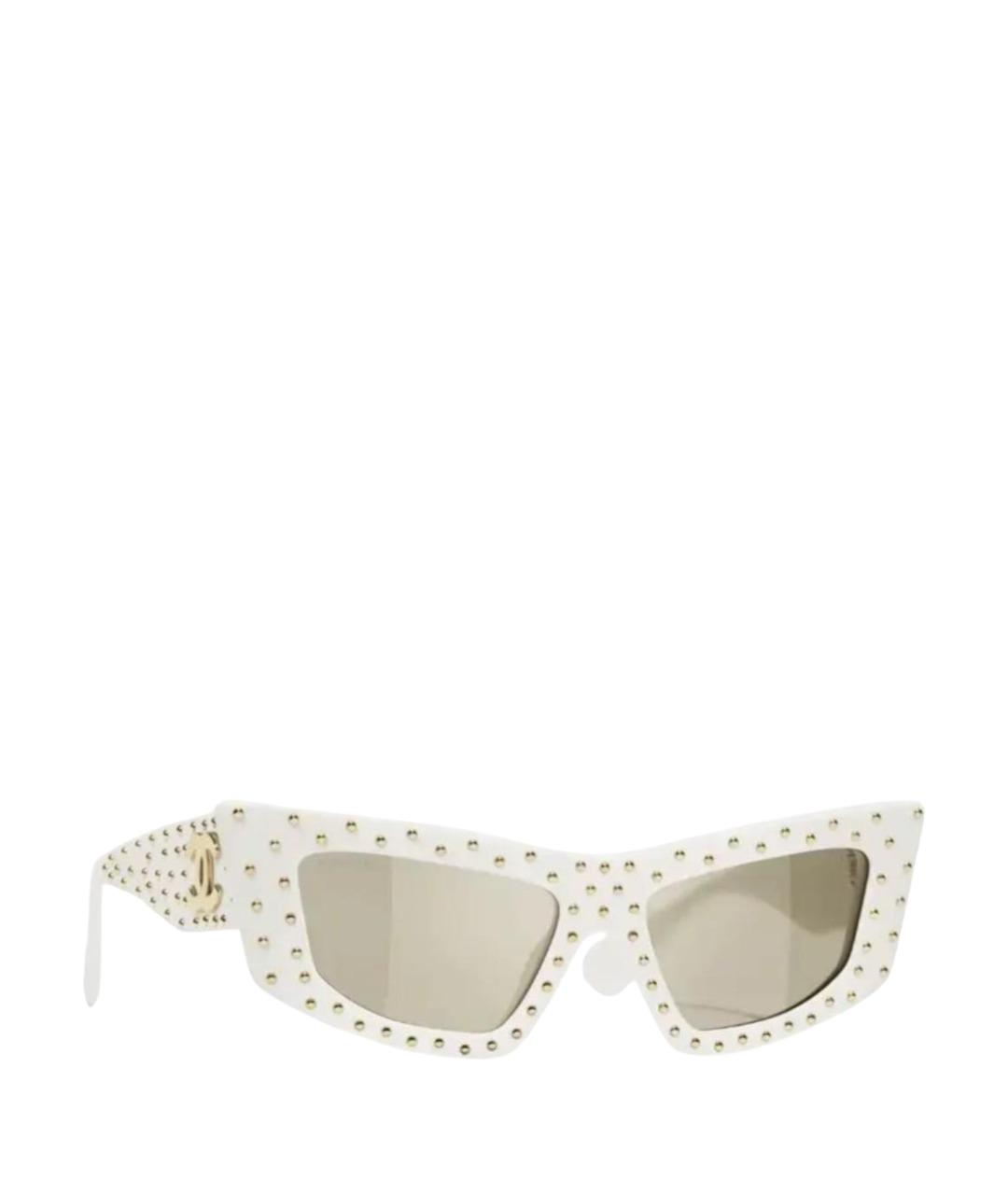 CHANEL Белые пластиковые солнцезащитные очки, фото 1