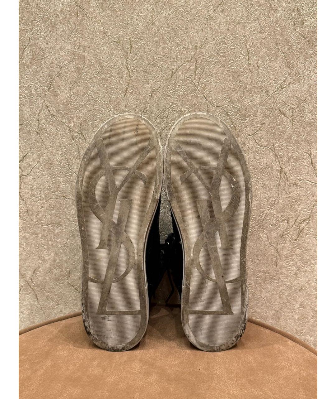 SAINT LAURENT Черные кожаные высокие кроссовки / кеды, фото 5