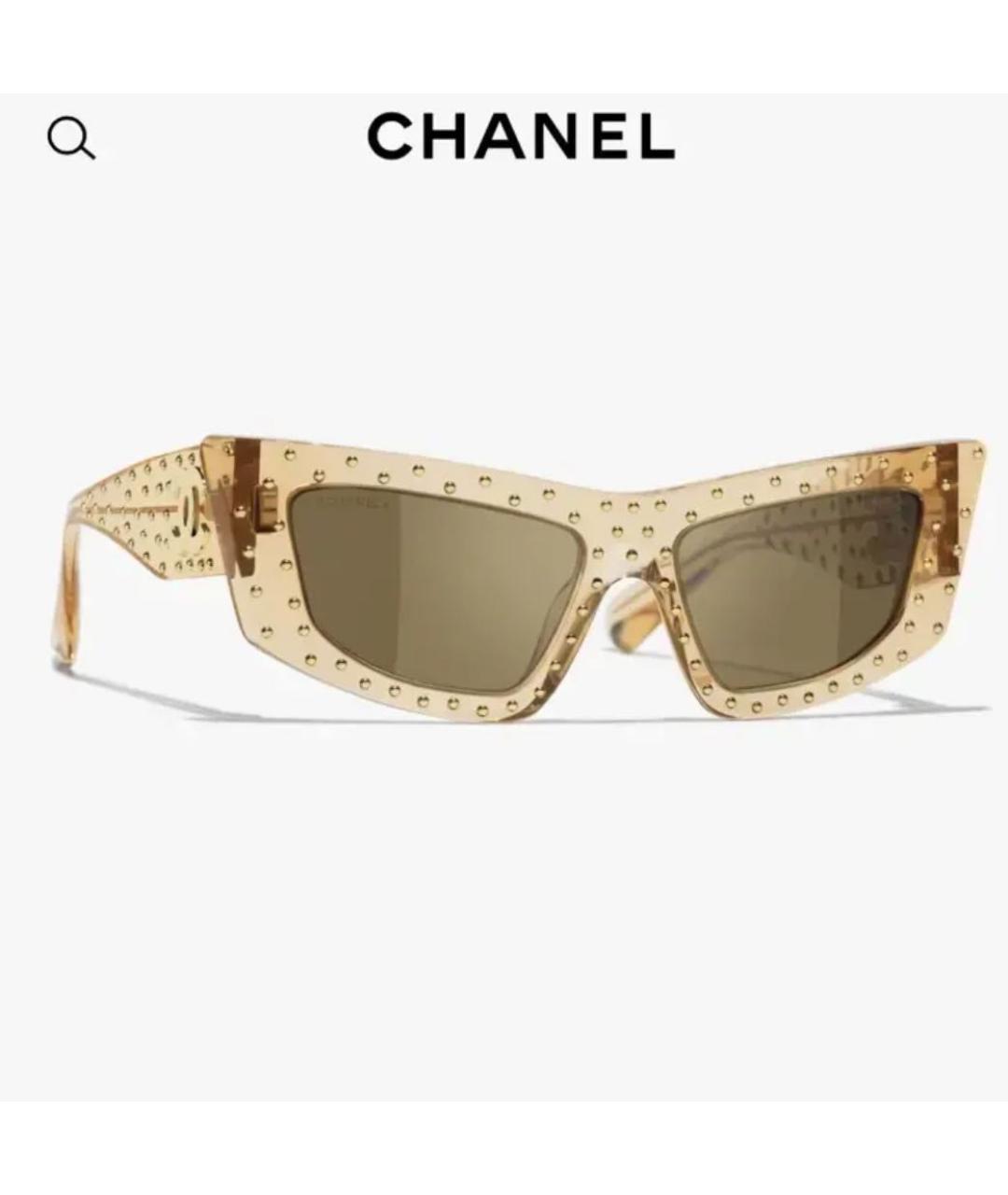CHANEL Золотые пластиковые солнцезащитные очки, фото 6
