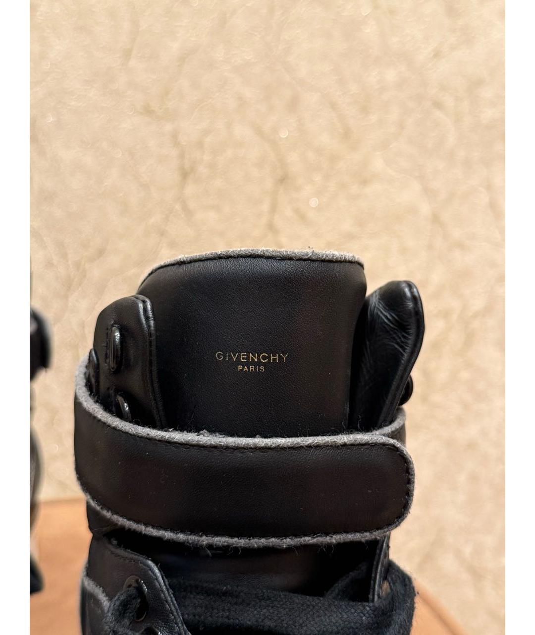 GIVENCHY Черные кожаные высокие кроссовки / кеды, фото 5