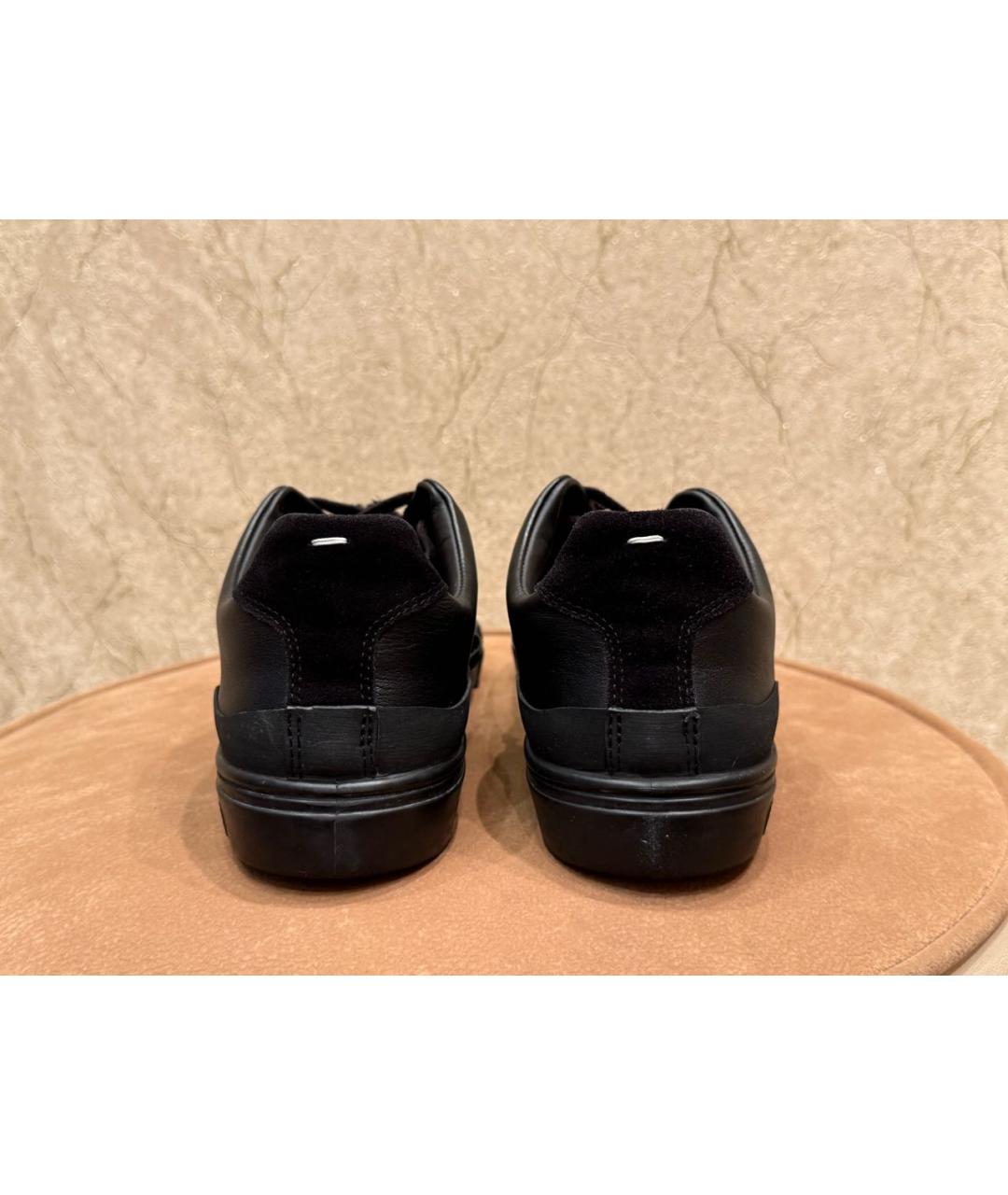 MAISON MARGIELA Черные кожаные низкие кроссовки / кеды, фото 4
