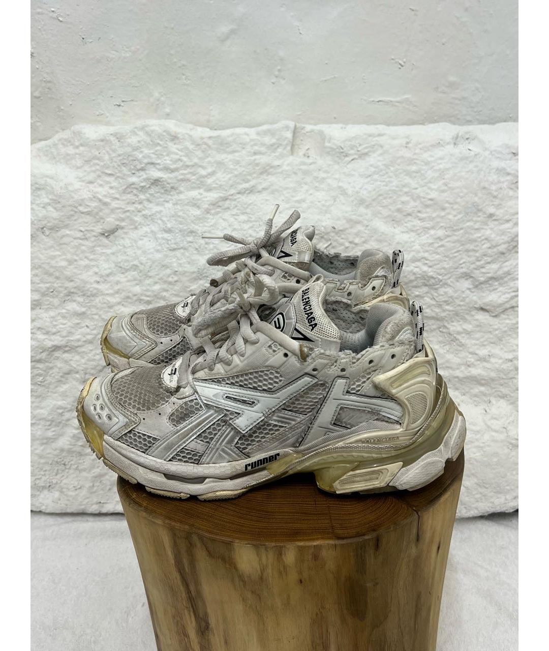 BALENCIAGA Белые текстильные низкие кроссовки / кеды, фото 3