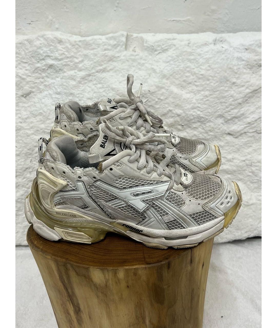 BALENCIAGA Белые текстильные низкие кроссовки / кеды, фото 5