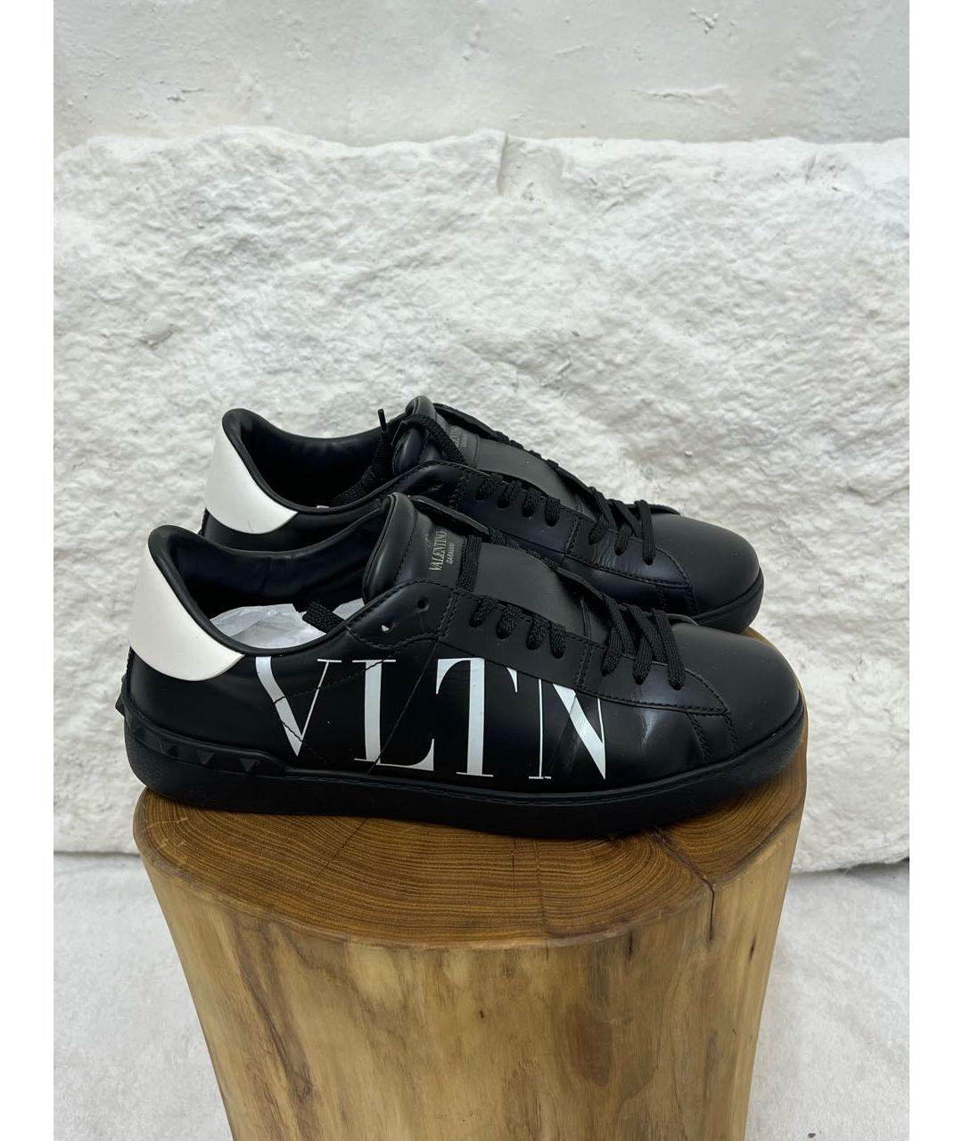 VALENTINO Черные кожаные низкие кроссовки / кеды, фото 5