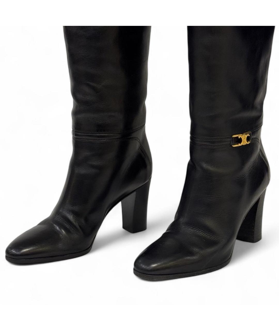 CELINE Черные кожаные сапоги, фото 3