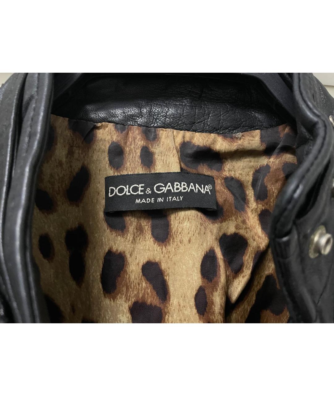 DOLCE&GABBANA Черная кожаная куртка, фото 3
