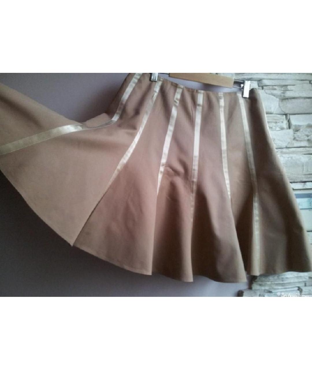 BLUMARINE Бежевая хлопковая юбка мини, фото 2