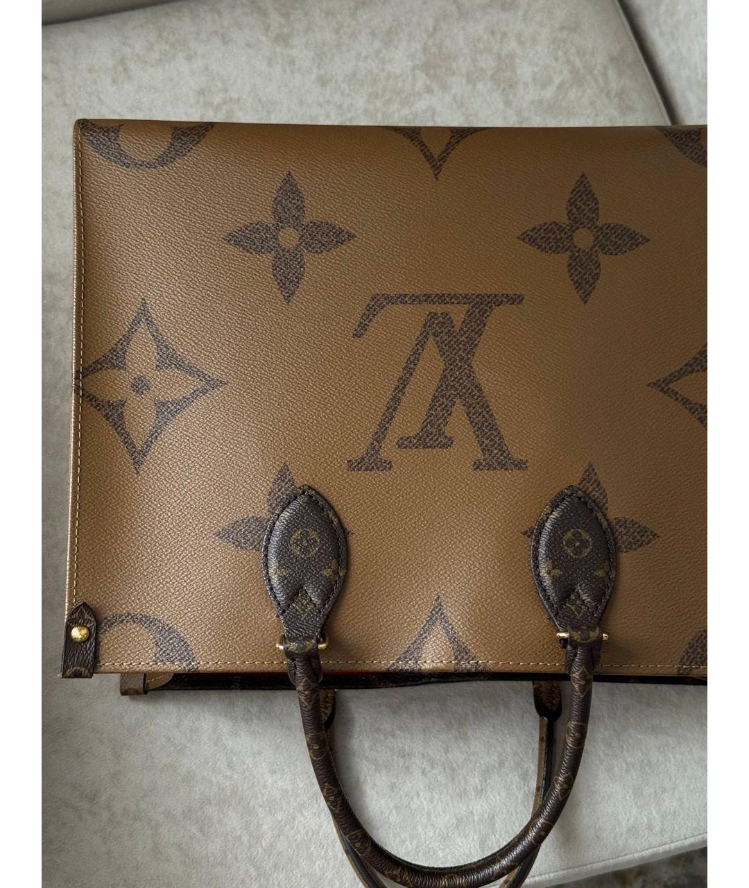 LOUIS VUITTON Коричневая сумка тоут из канвы, фото 8