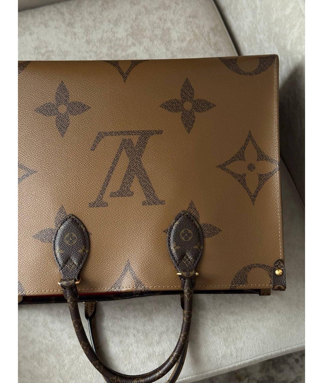 LOUIS VUITTON Коричневая сумка тоут из канвы, фото 7