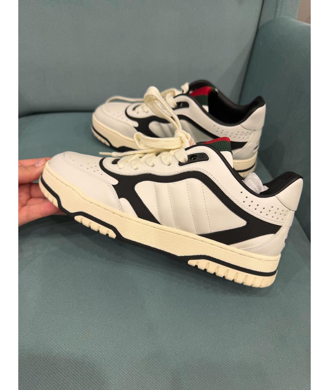 GUCCI Белые кожаные кеды, фото 4