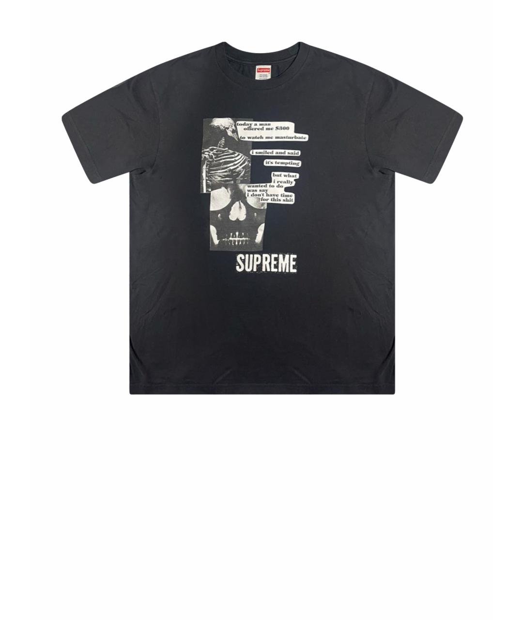 SUPREME Черная хлопковая футболка, фото 1