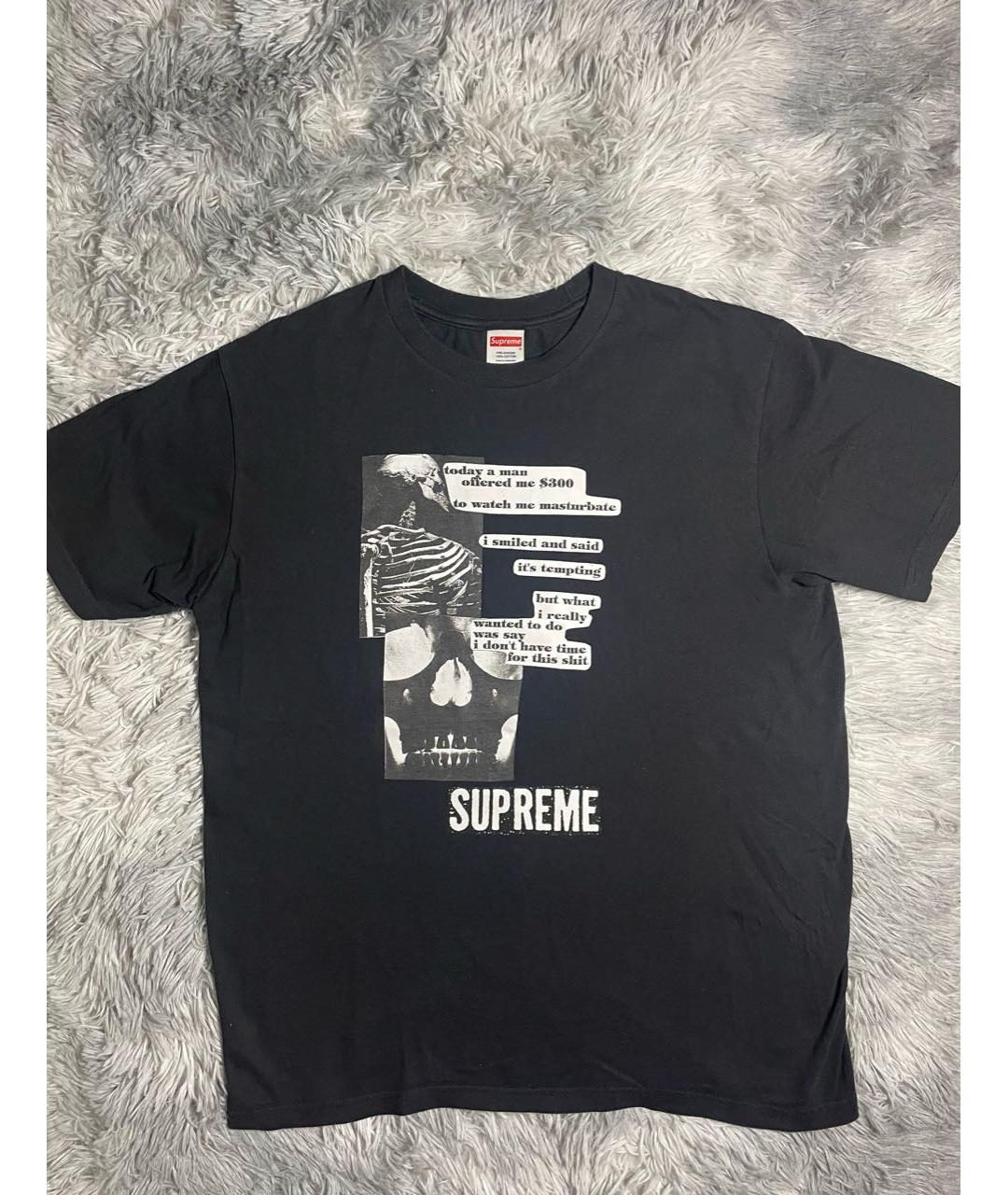 SUPREME Черная хлопковая футболка, фото 6